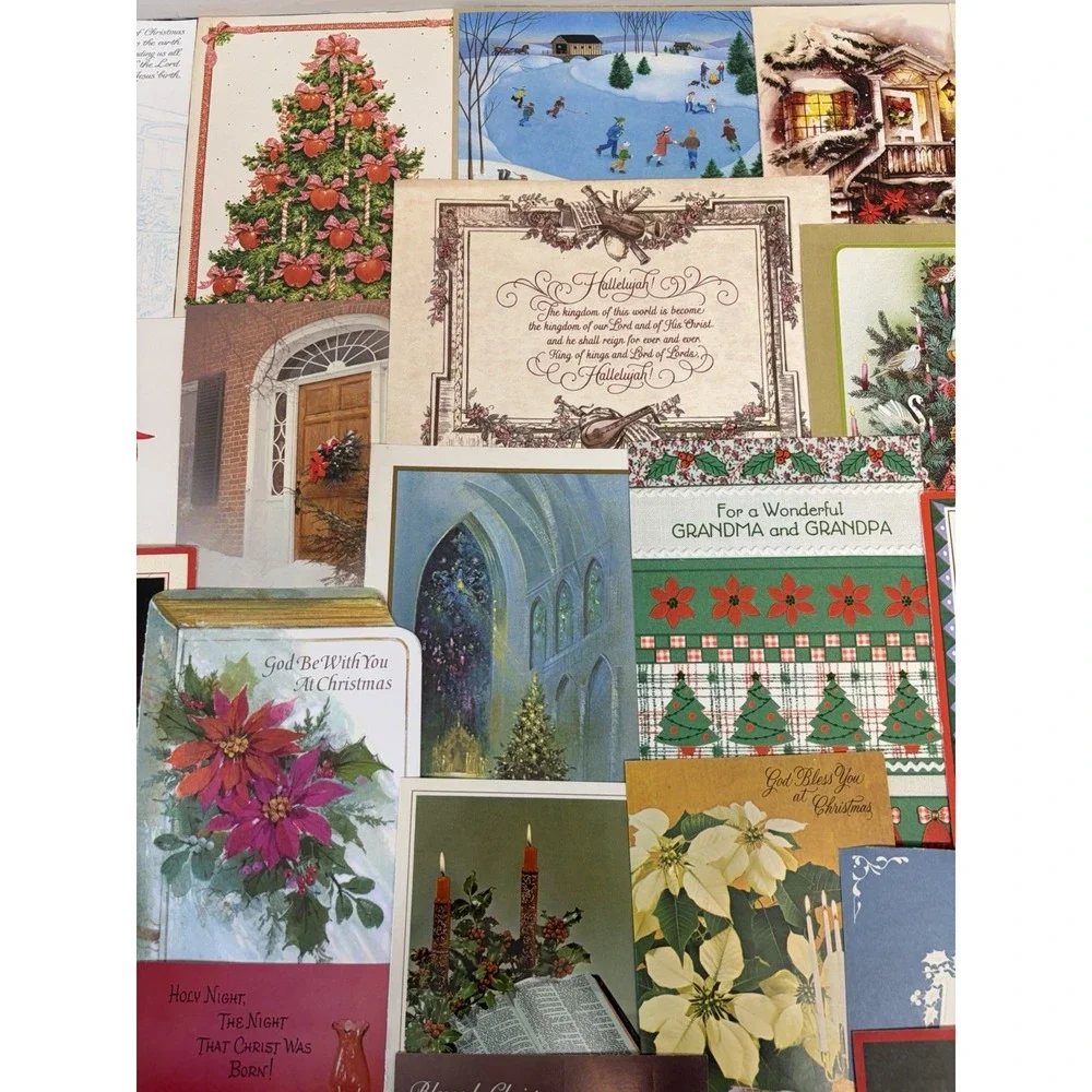 Vintage Christmas Cards Fronts ONLY Traditional Scrapbooking Decoupage Lot 50+
